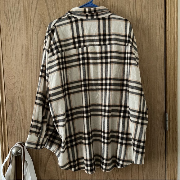 NWT Old Navy Loose Boyfriend Flannel in White Plaid XXL Petite - Picture 6 of 8
